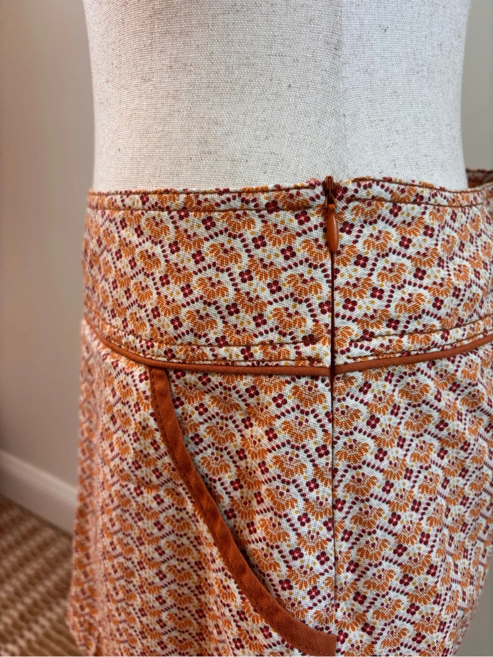 Zara TRF Floral Mini Skirt Size M Boho Retro 70s Pocket Skater